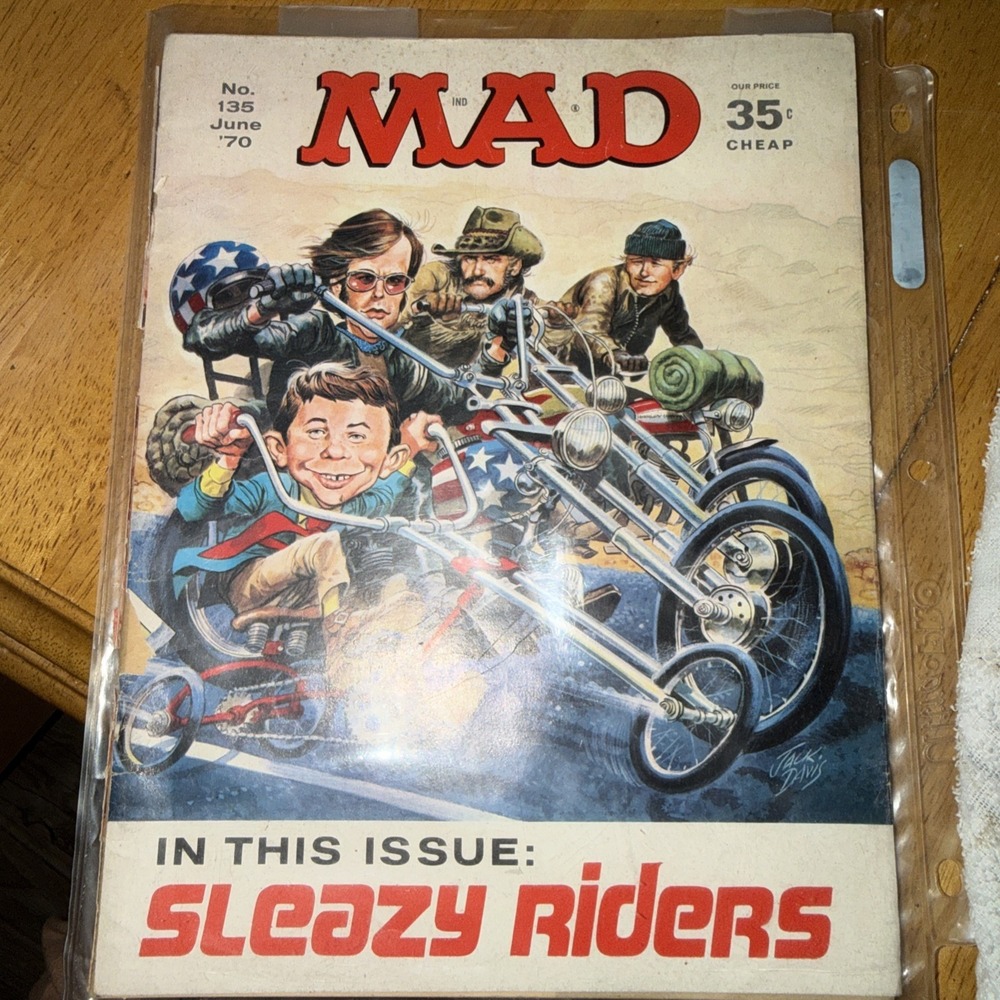 Vintage MAD Magazine 132 June 1970 Sleazy Riders 35¢ President Missing Back